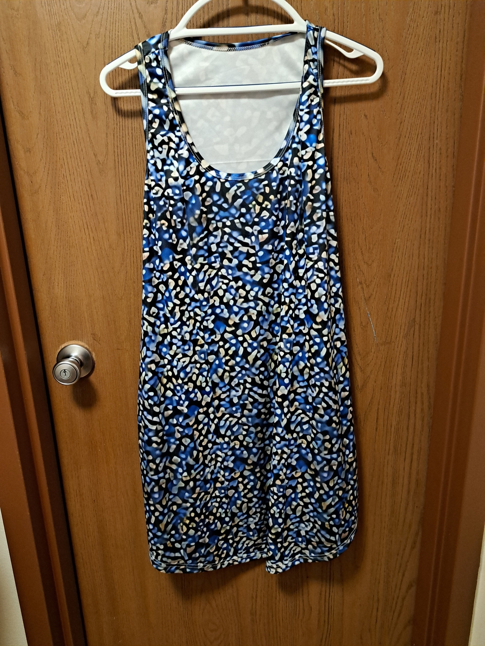 Sleeveless Blue Abstract Print Mini Dress